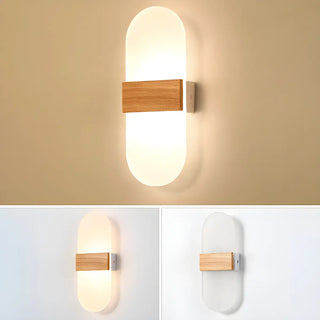 Bedroom Modern Wood and Acrylic Round Wall Sconce Zawala Image - 14