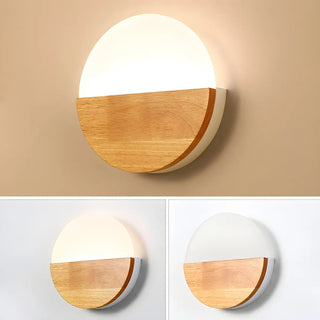 Bedroom Modern Wood and Acrylic Round Wall Sconce Zawala Image - 15