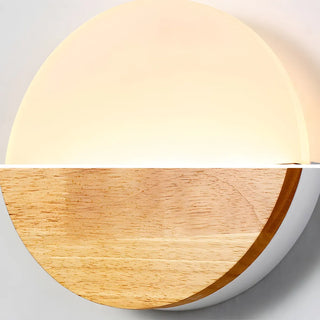 Bedroom Modern Wood and Acrylic Round Wall Sconce Zawala Image - 17