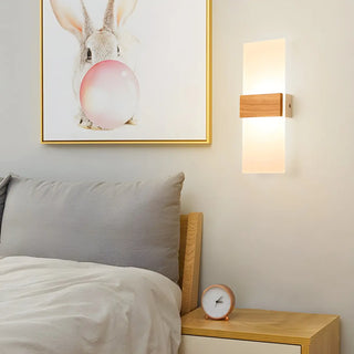 Bedroom Modern Wood and Acrylic Round Wall Sconce Zawala Image - 3