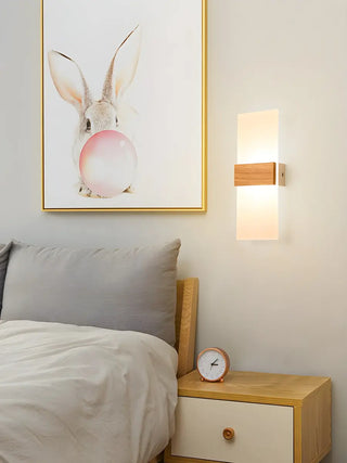 Bedroom Modern Wood and Acrylic Round Wall Sconce Zawala Image - 5