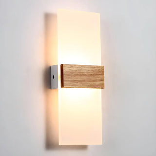 Bedroom Modern Wood and Acrylic Round Wall Sconce Zawala Image - 8