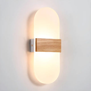 Bedroom Modern Wood and Acrylic Round Wall Sconce Zawala Image - 9
