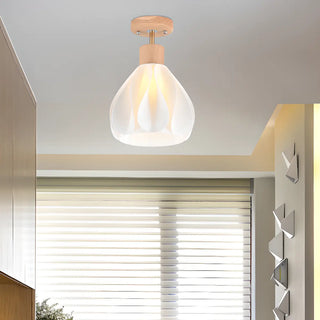 ZOWALA - White Cone Semi-Flush Mount Ceiling Light Hallway Image - 1