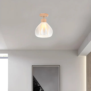 ZOWALA - White Cone Semi-Flush Mount Ceiling Light Hallway Image - 3