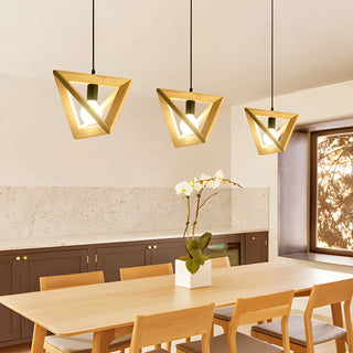 Modern Wooden Triangle Frame Dining Room Pendant Light Zawala Image - 1