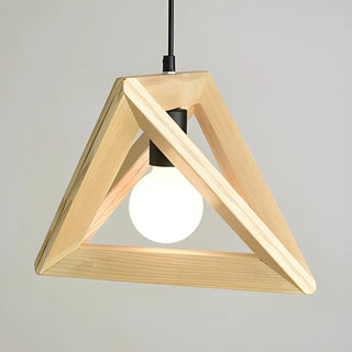 Modern Wooden Triangle Frame Dining Room Pendant Light Zawala Image - 4