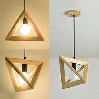 Modern Wooden Triangle Frame Dining Room Pendant Light Zawala Image - 5
