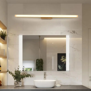 ZOWALA - Simple Rectangular Wooden LED Bathroom Vanity Light Image - 3