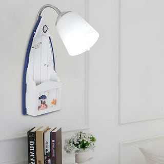 Coastal Boat Cast Iron Bedroom Blue Mini Wall Sconce Zawala Image - 1