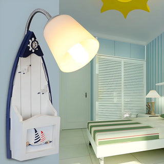 Coastal Boat Cast Iron Bedroom Blue Mini Wall Sconce Zawala Image - 2