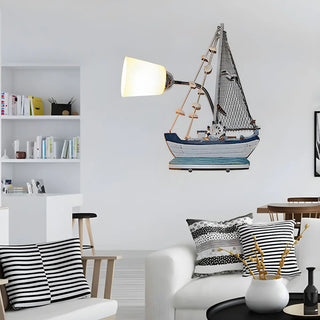 Coastal Boat Cast Iron Bedroom Blue Mini Wall Sconce Zawala Image - 7