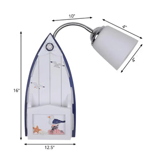 Coastal Boat Cast Iron Bedroom Blue Mini Wall Sconce Zawala #size