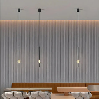 ZOWALA - Modern Black Crystal Rod Cylinder Bedroom Pendant Light Image - 2