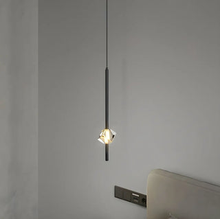 ZOWALA - Modern Black Crystal Rod Cylinder Bedroom Pendant Light Image - 4