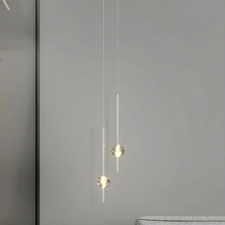 ZOWALA - Modern Black Crystal Rod Cylinder Bedroom Pendant Light Image - 5