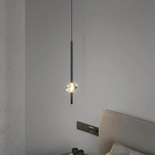 ZOWALA - Modern Black Crystal Rod Cylinder Bedroom Pendant Light Image - 6