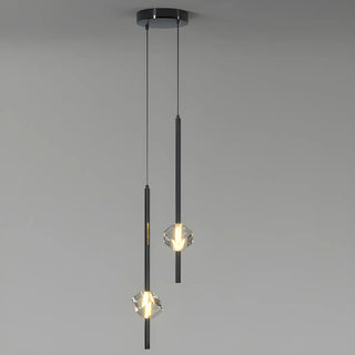 ZOWALA - Modern Black Crystal Rod Cylinder Bedroom Pendant Light Image - 7