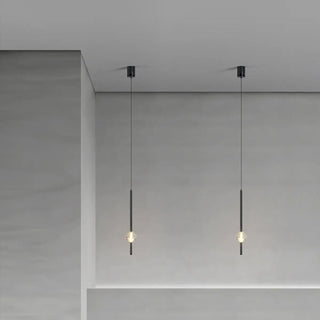 ZOWALA - Modern Black Crystal Rod Cylinder Bedroom Pendant Light Image - 8