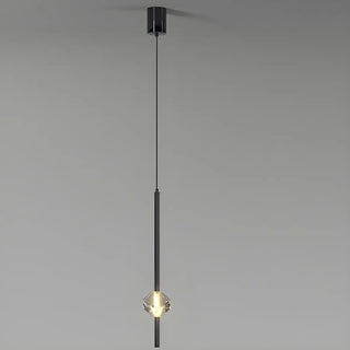 ZOWALA - Modern Black Crystal Rod Cylinder Bedroom Pendant Light Image - 9