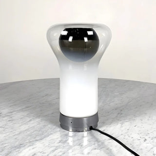 Simple Unique Geometric Nickel Base Glass Table Lamp Zawala Image - 3