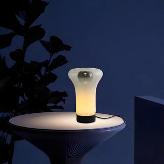 Simple Unique Geometric Nickel Base Glass Table Lamp Zawala Image - 5