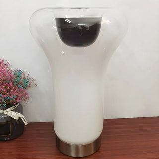 Simple Unique Geometric Nickel Base Glass Table Lamp Zawala Image - 7