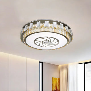Modern Nickel Drum Beveled Crystal LED Flush Mount Lamp Zawala Image - 2