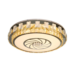 Modern Nickel Drum Beveled Crystal LED Flush Mount Lamp Zawala Image - 3