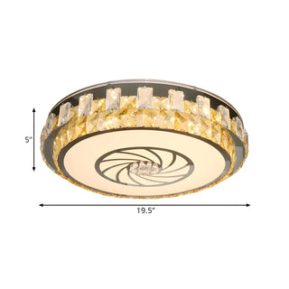 Modern Nickel Drum Beveled Crystal LED Flush Mount Lamp Zawala #size