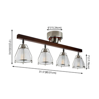 ZOWALA - Elegant Bowl Glass Shade Wood Fixed Track Light Black #size