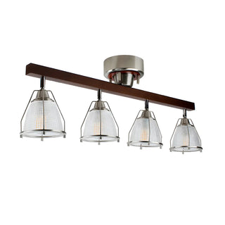 ZOWALA - Elegant Bowl Glass Shade Wood Fixed Track Light Black Image - 8