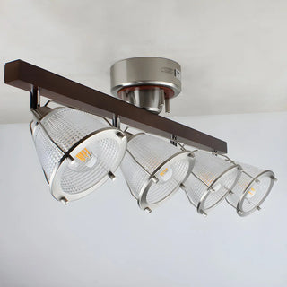ZOWALA - Elegant Bowl Glass Shade Wood Fixed Track Light Black Image - 9