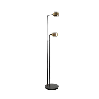 2-Light Nordic Black Cylinder Glass Reading Floor Lamp Zawala Image - 3
