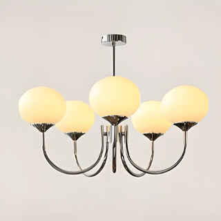 Modern 3-Light Brass Chandelier White Glass Globes Image - 10