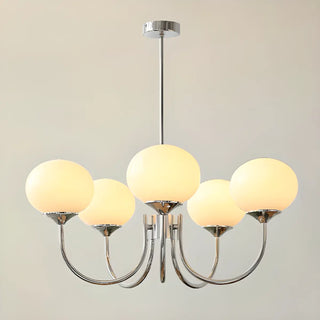 Modern 3-Light Brass Chandelier White Glass Globes Image - 19