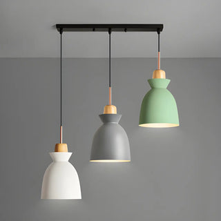 Nordic Tri-Color Pink Green Modern Cone Pendant Light Zawala Image - 1