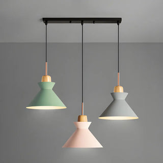 Nordic Tri-Color Pink Green Modern Cone Pendant Light Zawala Image - 2