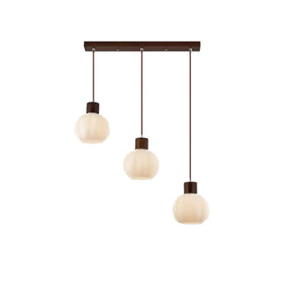 ZOWALA - Minimalist Wood White Globe Glass Dining Room Pendant Light Image - 13