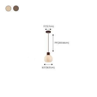 ZOWALA - Minimalist Wood White Globe Glass Dining Room Pendant Light #size