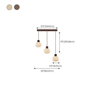 ZOWALA - Minimalist Wood White Globe Glass Dining Room Pendant Light Image - 15