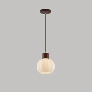 ZOWALA - Minimalist Wood White Globe Glass Dining Room Pendant Light Image - 5