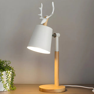 Chic Nordic Antler Barrel Shade Wooden Base Table Lamp Zawala Image - 3