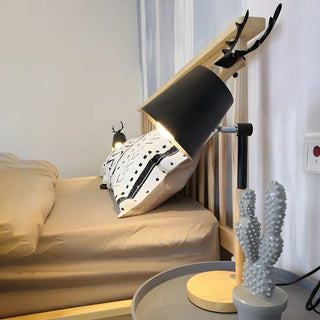 Chic Nordic Antler Barrel Shade Wooden Base Table Lamp Zawala Image - 4