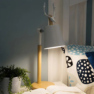 Chic Nordic Antler Barrel Shade Wooden Base Table Lamp Zawala Image - 5