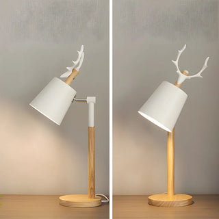Chic Nordic Antler Barrel Shade Wooden Base Table Lamp Zawala Image - 6
