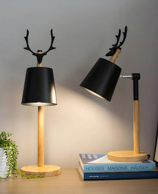Chic Nordic Antler Barrel Shade Wooden Base Table Lamp Zawala Image - 7