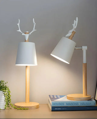 Chic Nordic Antler Barrel Shade Wooden Base Table Lamp Zawala Image - 9