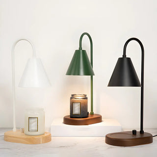 Simple Nordic Green Cone Shade Wooden Base Table Lamp Zawala Image - 1