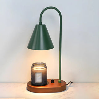 Simple Nordic Green Cone Shade Wooden Base Table Lamp Zawala Image - 2